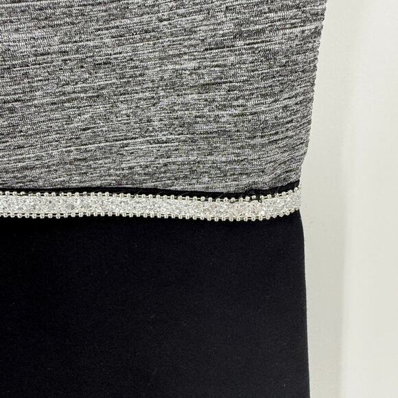 Loft Women's Gray Black Colorblock Back Zip Short Sleeve Mini Dress Size 14 - Picture 3 of 11